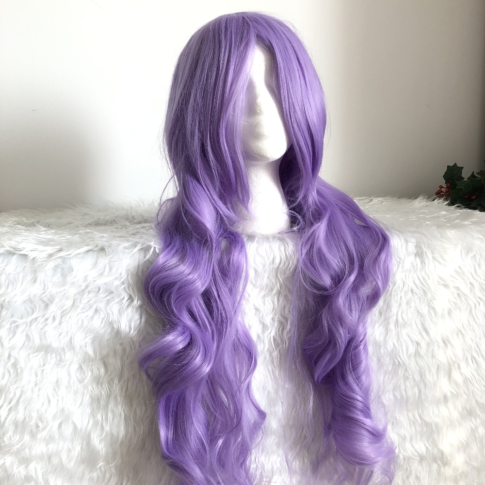 32 inches Purple Synthetic Cosplay Wig with Bangs